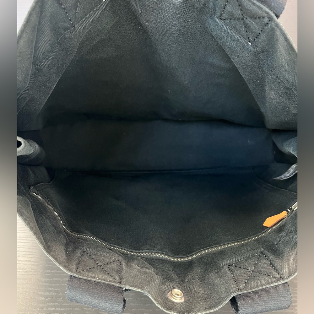 Hermes Tote Unisex Black Canvas with Black Detailing & White Stitching - Picture 12 of 15